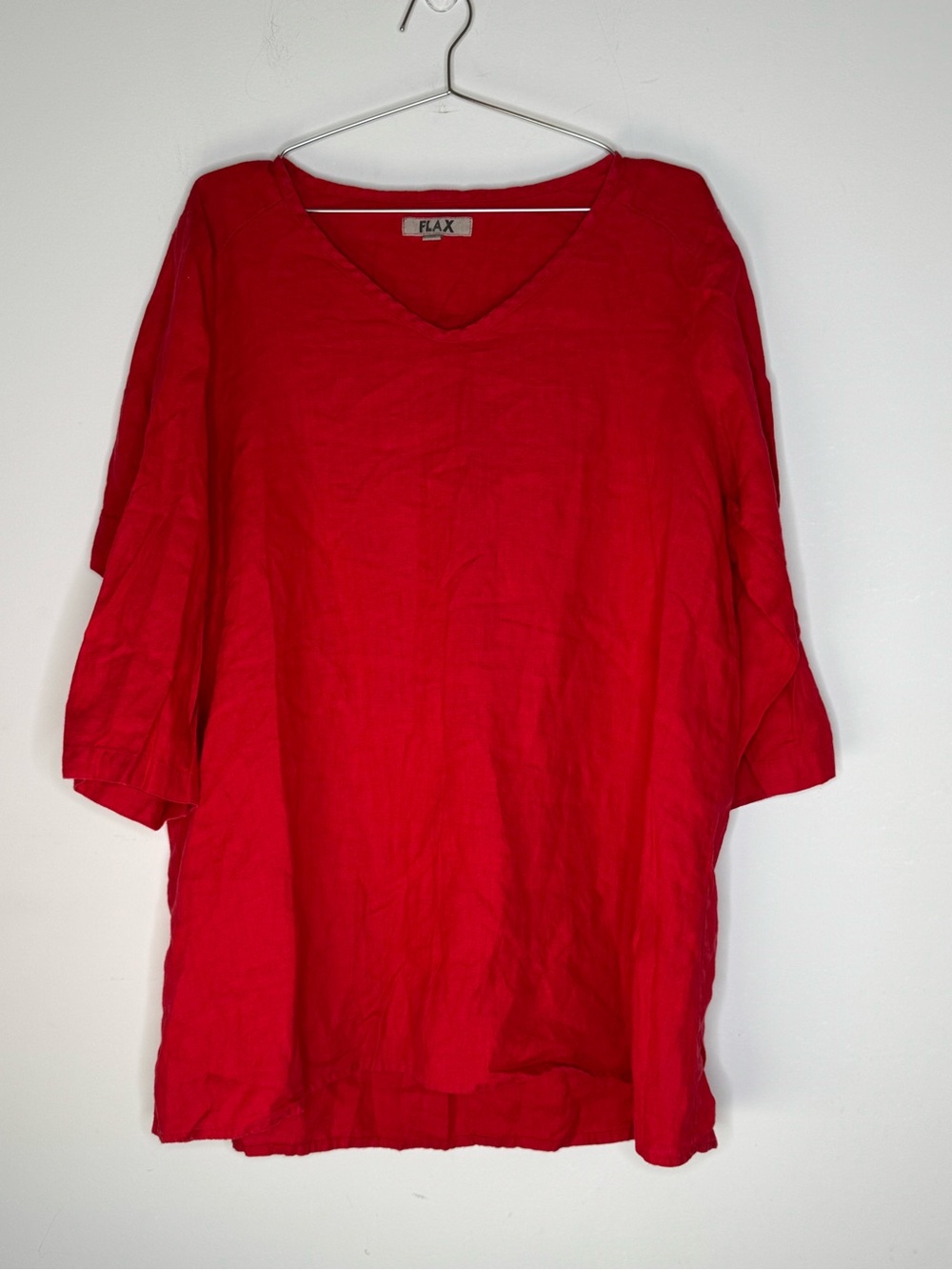 Flax Dreamy Top Size Medium Tunic Boxy Fit Lagenlook Linen Red Boho Resortwear